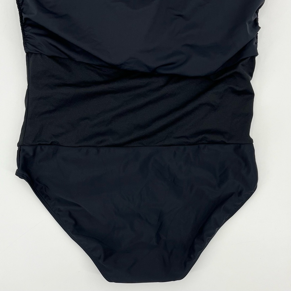 NWT Nicole Miller Black Bandeau Swim Dress w/Shirring Bathing Suit Swimsuit - Picture 9 of 14